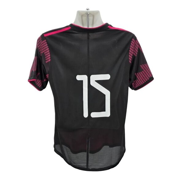 ADIDAS Mens Medium Jersey Soccer Mexico 2021 Home Stadium Jersey Pink Black #15 - Picture 5 of 10